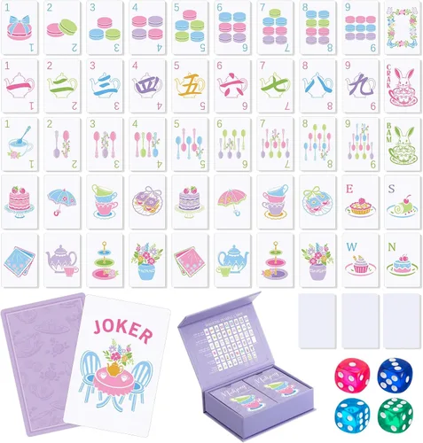 Vista 17 de Soulchen Juego de tarjetas de Mahjong americano de PVC de 168 piezas Boho