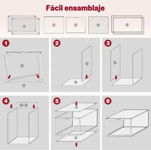 Vista 9 de 1 paquete de cajas de almacenamiento transparentes apilables para zapatos, organizador grande de zapatos con puerta magnética acrílica, contenedores