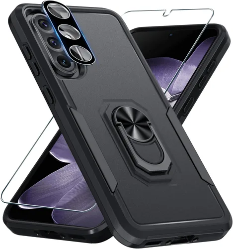 Vista 14 de Janmitta Funda compatible con Samsung Galaxy A14 5G con protector de pantalla + protector de lente de cámara, funda resistente de servicio pesado