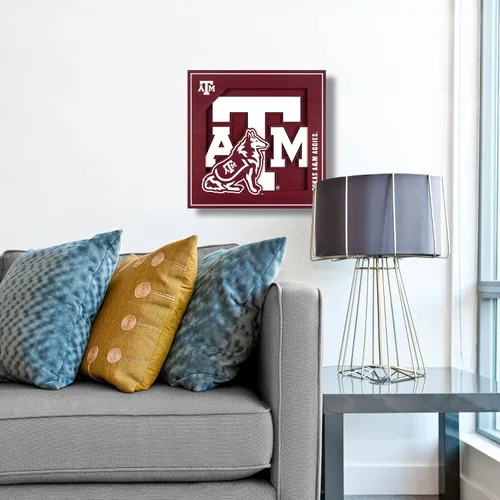 Vista 2 de YouTheFan NCAA Texas A&M Aggies - Arte de pared de la serie de logotipos 3D - 12x12 pulgadas