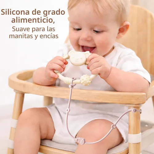 Vista 2 de ROCCED Correas de juguete para bebé 6 piezas, correas de juguete de silla alta de silicona, accesorios para cochecito, correas para biberón de niños