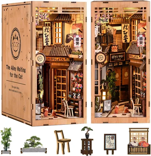 Vista 13 de Kit de casa en miniatura, rompecabezas de madera 3D, kit de casa de muñecas retro de doble piso, kit de modelo de casa pequeña para construir