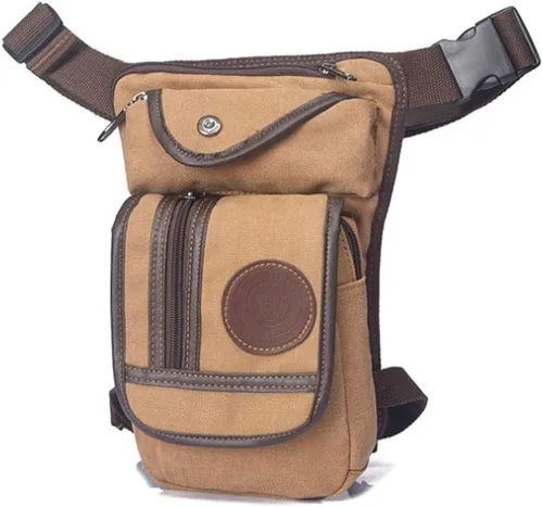 Vista 2 de Hebetag Bolsa de lona para piernas al aire libre para hombres y mujeres táctica militar motocicleta ciclismo multi-bolsillo cintura riñonera bolsa