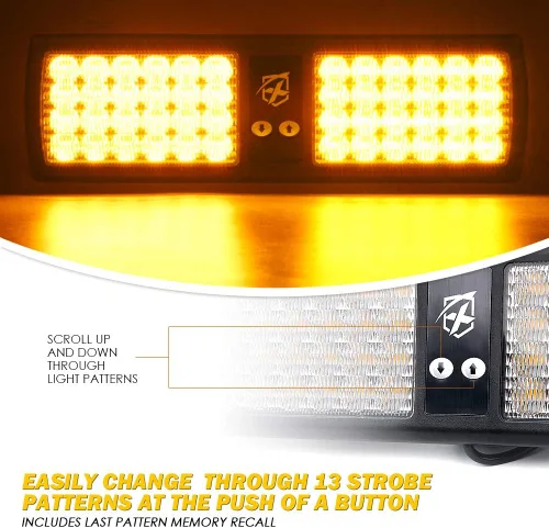 Vista 3 de Xprite - Luces estroboscópicas Amber de 48 LED para visor, luces interiores de parabrisas y protector solar, luces de advertencia de peligro