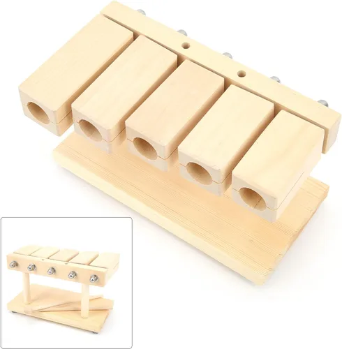 Vista 8 de Kuuleyn Bloque de ritmo de madera maciza con mazo, instrumento de percusión musical, bloque de percusión de madera, bloques de arce rítmico de 5