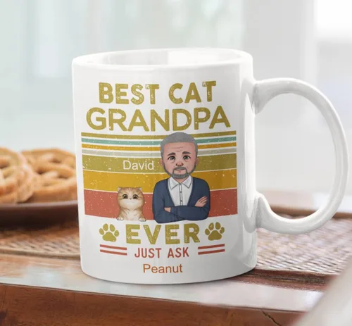 Vista 5 de Taza de café personalizada para los amantes de los gatos, taza personalizada con el mejor gato que papá nunca acaba de preguntar, ideas de regalos
