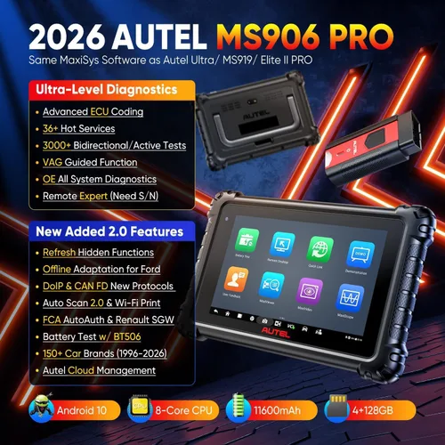 Vista 2 de Autel Escáner MaxiSYS MS906 PRO, 2026 MS906PRO V2.0 Igual que MS906 MAX, Herramienta de Escaneo de Diagnóstico Bidireccional de más de 3000