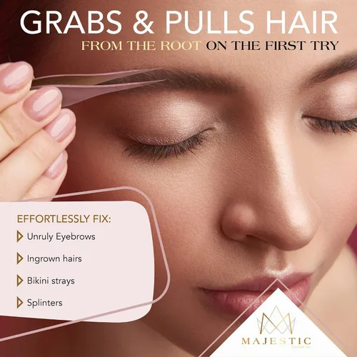 Vista 3 de Majestic Bombay Pinzas de punta fina para mujeres y hombres – Eliminar astillas, garrapatas, vello facial, cejas y vello encarnado – Pinzas