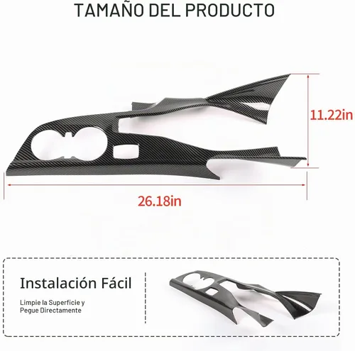 Vista 2 de RT-TCZ Cubierta de fibra de carbono para consola central de cambio de marchas, marco de portavasos, kit de decoración interior, accesorios
