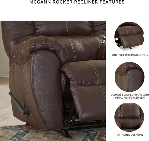 Vista 9 de Signature Design by Ashley McGann Brown Rocker - Silla reclinable, nogal