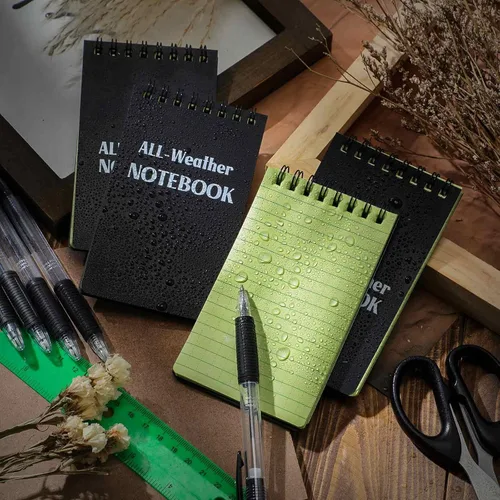 Vista 4 de Chinco 20 blocs de notas para todo tipo de clima, 3 x 5 pulgadas, bolsillo impermeable, bloc de notas táctico en espiral, cubierta resistente a