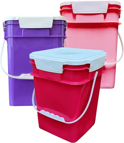 Vista 23 de House Naturals Cubo cuadrado de grado alimenticio de 4 galones con asas de plástico y tapa (paquete de 3) recipientes fabricados en Estados Unidos