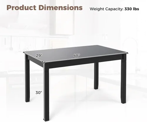 Vista 3 de Giantex Mesa de comedor para 4 personas, mesa de cocina de 48 x 29 pulgadas con patas de madera, carga de 330 libras, mesa de comedor rectangular