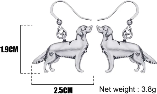 Vista 6 de NEWEI Bonitos aretes de Golden Retriever para mujeres, aretes colgantes para perros, adolescentes, niñas, perros y mamás, Zinc, No es una piedra