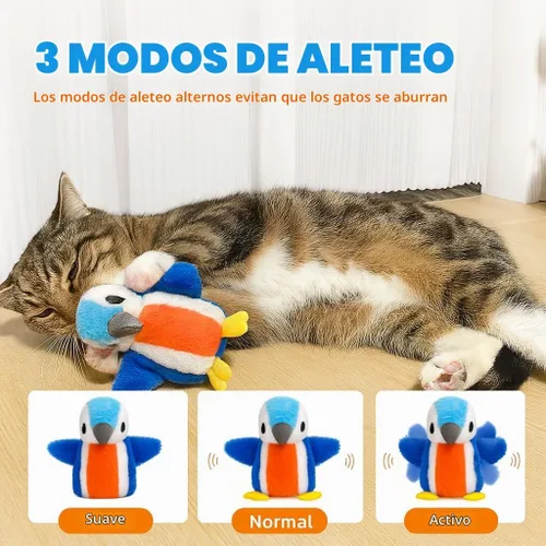 Vista 2 de Juguete interactivo de pingüino para gatos, juguete recargable con alas aleteadas con hierba gatera, alas de batir automáticas, divertido juguete