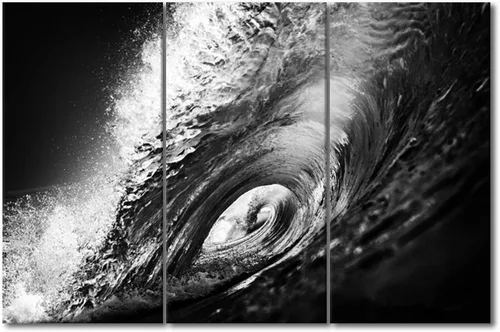 Vista 32 de Impresión fotográfica de paisajes oceánicos en blanco y negro, obra de arte en lienzo de paisaje marino, estirado y enmarcado, lienzo de ojo