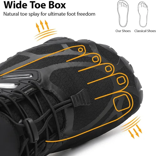 Vista 3 de MeXYZ Zapatillas de senderismo descalzas para mujer con puntera ancha, sin caída, zapatillas minimalistas para entrenamiento, caminar, senderismo