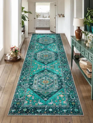 Vista 537 de SERISSA - Tapetes florales vintage, antideslizante, lavable, pequeño, ultrasuave, bohemio, de pelo bajo, para entrada, interiores, habitación