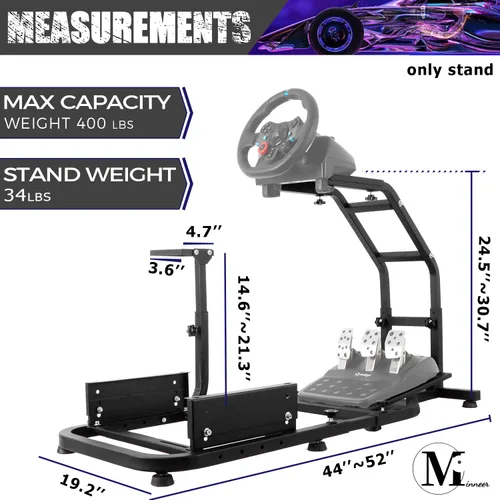 Vista 6 de Minneer G920 Driving Simulator Cockpit for LogitechThrustmaster G29G920G923T80T150 Racing Wheel Stand Adjustable Frame Height Wheel Pedals Seat NOT