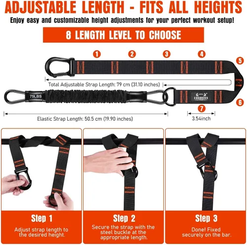Vista 2 de Pull Up Assistance Bands, 300lbs Heavy Duty Resistance Bands for Pull Ups with Adjustable Height, Fabric Feet Rest & Knee Support, Strength Training