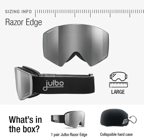 Vista 5 de Julbo Gafas de nieve Razor Edge para hombres y mujeres con lente fotocromática REACTIV para esquí y snowboard, 100% protección UV