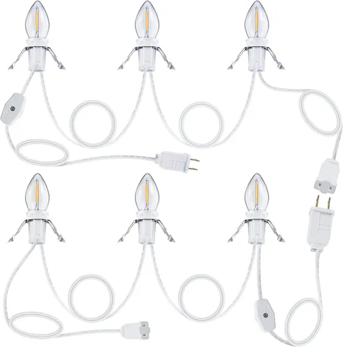 Vista 8 de Meonum Cable de accesorio con 3 bombillas LED, cable de luz de molde de soplado interior de 8.2 pies con enchufe hembra para Halloween, calabazas