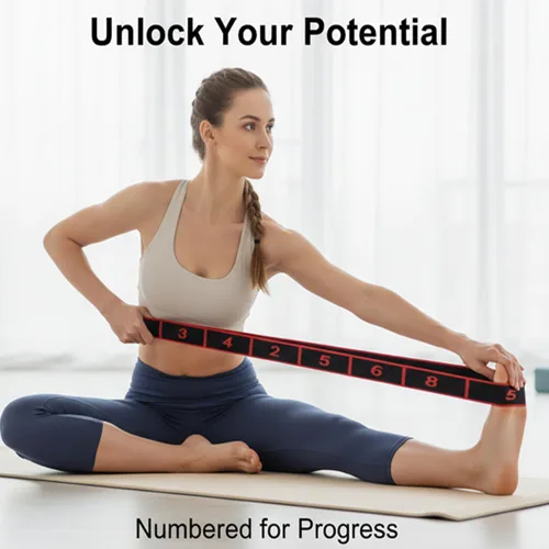 Vista 3 de Banda de resistencia para fitness, banda de resistencia numerada para estiramiento y yoga, equipo de entrenamiento de cuerpo completo para gimnasio