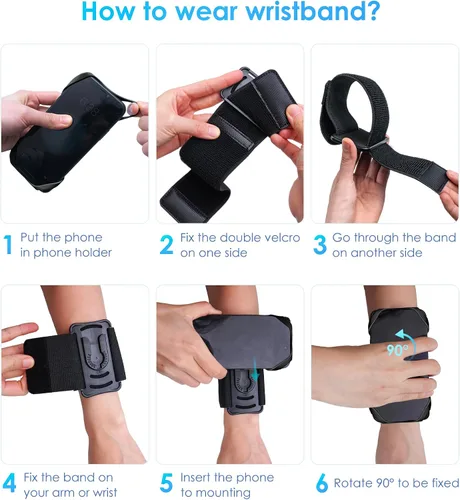 Vista 5 de Cikyner Pulsera para correr, Correr Teléfono Titular Deportes Pulsera 360° Giratorio y Desmontable Correr Teléfono Pulsera para 4.5- 7 '' iPhone