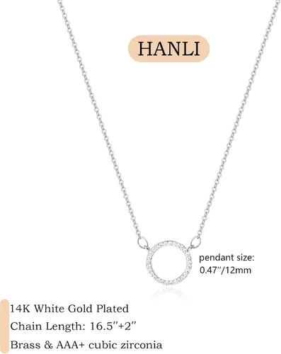 Vista 3 de HANLI Collares de plata para mujer, colección chapada en oro blanco de 14 quilates, con colgantes de cuentas, infinito, estrella de David, círculo