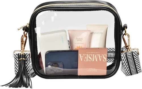 Vista 8 de Bolso cruzado transparente aprobado para estadios - Bolso bandolera transparente con bolsillo frontal