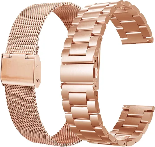 Vista 12 de Paquete de 2 correas de reloj para Samsung Galaxy Watch 8 7 6 5 4 Classic FE Pro Ultra Stainless Steel,20MM,Pack of 2,Double Button Clasp,Business