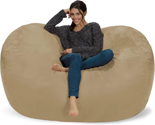 Vista 21 de Silla de saco puf Chill Sack: Bolso de muebles de espuma viscoelástica de 6 pies y tumbona grande – Sofá grande con funda de microfibra suave - Negro