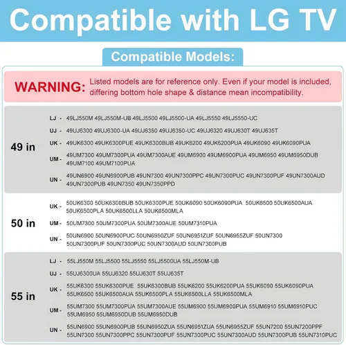 Vista 2 de Soporte para patas de TV LG, solo para LG TV Stand 55UK6500 55UJ6300 55UK6300 55UM6900 55UK6090PUA 55UN7300 55LJ550M 50UK6300 50UJ6300 50UK6500 60