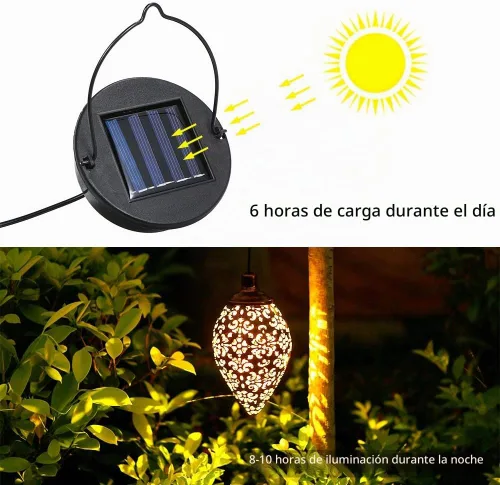 Vista 4 de Luces solares colgantes Tomshine linterna solar LED jardín luces lámpara de metal impermeable para decoración al aire libre