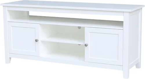 Vista 16 de IC INTERNATIONAL CONCEPTS Soporte de madera maciza para entretenimiento/TV con 2 puertas, gris jaspeado lavado antiguo