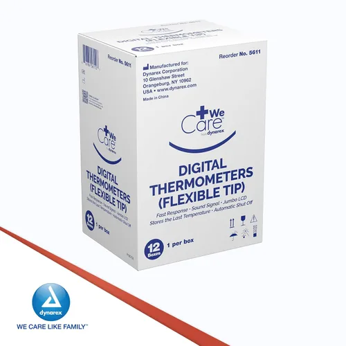 Vista 7 de Dynarex Termómetro digital oral para fiebre con punta flexible, indicador médico preciso con alarma para adultos y niños (paquete de 12)