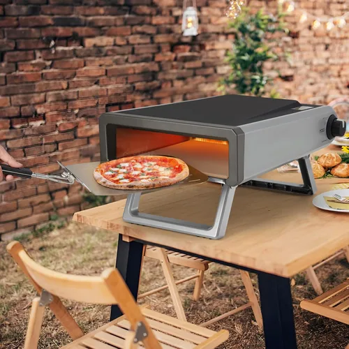 Vista 5 de Garvee Horno de pizza portátil de gas propano para exteriores, acero inoxidable de 12 pulgadas, para exteriores, patio, cocina, campamento, con kit