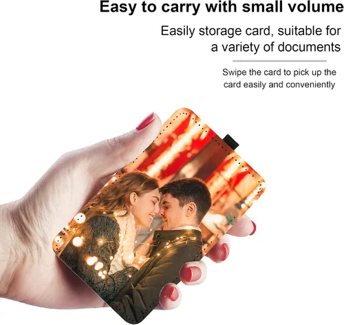 Vista 2 de Personalized card holder for women, slim leather card holder wallet coin wallet with keychain