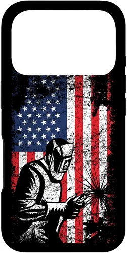 Vista 29 de Welder Gifts - Funda de soldadura patriótica con bandera estadounidense para iPhone 17