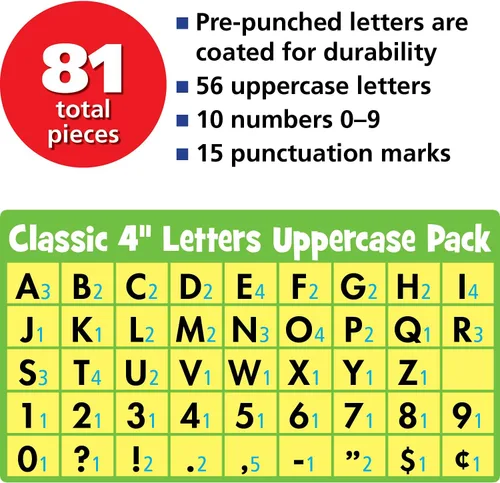 Vista 2 de Teacher Created Resources Black Classic Font - Paquete de letras mayúsculas de 4 pulgadas (5376)