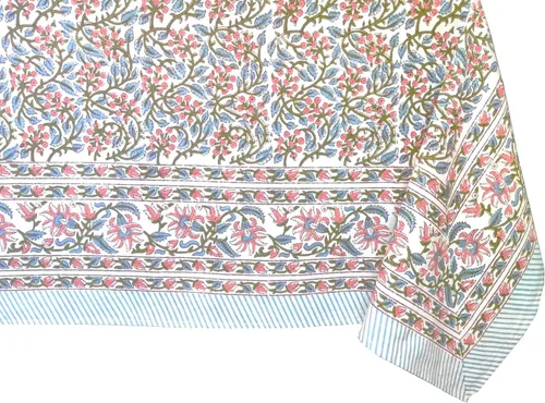 Vista 35 de ATOSII Mantel 100% algodón, Amara, floral, hecho a mano, rectangular, de lino, para cocina, comedor, fiestas, bodas, exteriores, picnics, Pascua