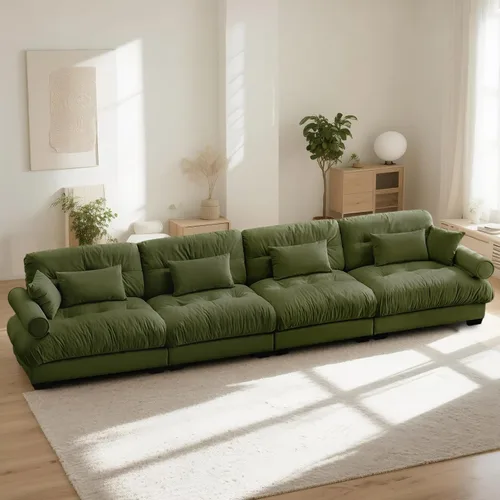 Vista 58 de Sofá Seccional Modular Extragrande de 93.7 pulgadas, Sofá de Dos Plazas Cloud Couch con Almohadas y Cojín Extra Grueso para Sala de Estar, Cine