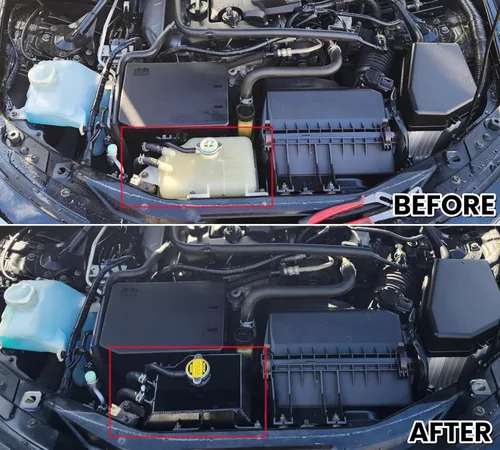Vista 2 de Tanque de depósito de expansión de refrigerante de aluminio con tapa para 2006-2015 Mazda MX-5 Miata Expansion Mk3 NC 2.0L L4 Gas Negro