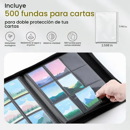 Vista 2 de Carpeta de 9 bolsillos para tarjetas coleccionables con 500 fundas para tarjetas, 26 páginas de carga lateral con capacidad para 468 tarjetas