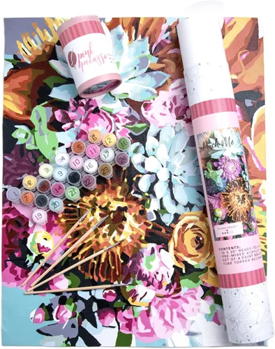 Vista 19 de Pink Picasso Kit de Pintura Floral Botánica por Números para Adultos y Adolescentes Juegos de Kits de Pintura Acrílica DIY en Lienzo 16x20
