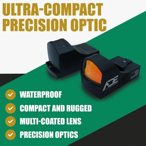 Vista 4 de ADE Advanced Optics Crusader RD3-009 - Mira de punto rojo - Incluye placa de montaje para Ruger Security 9 - Tecnología óptica Motion Awake Reflex