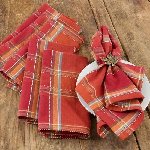 Vista 5 de DII Autumn Pumpkin Spice Kitchen Collection - Decoración de mesa de algodón para otoño/Acción de Gracias, juego de servilletas cuadradas, 20 x 20