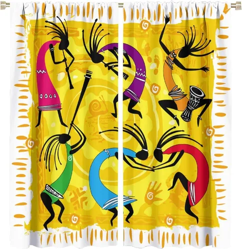 Vista 17 de Kokopelli - Cortinas opacas para cocina, decoración de sala de estar, dormitorio, 21 x 45 pulgadas, 2 paneles