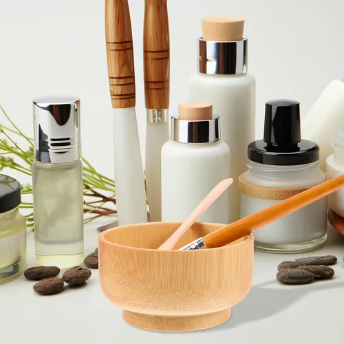 Vista 3 de Juego de cuencos de mezcla de máscara facial de madera para damas, cuidado de la piel facial, mezcla de arcilla, kit de tazón de máscara facial