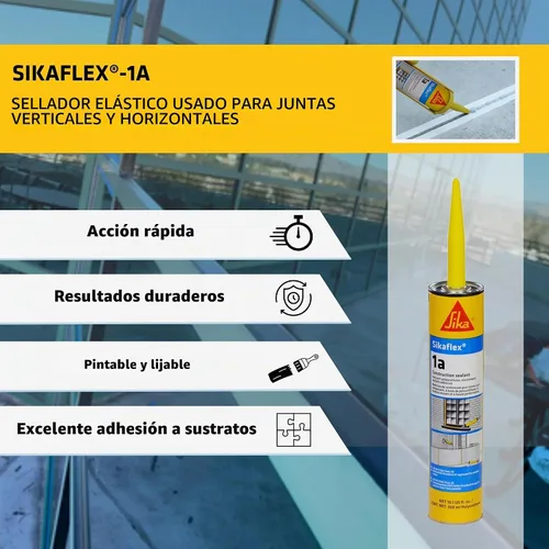 Vista 7 de Kit Sikaflex 1a - Sellador de poliuretano de un componente, flexible, sin goteo, para superficies verticales y horizontales de hormigón